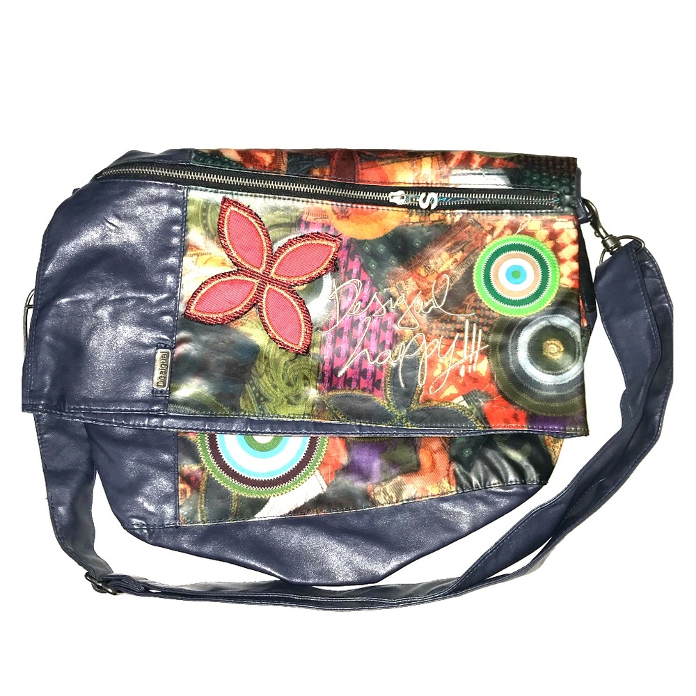Desigual Crossbody Fold-Over Bag Purse - Happy